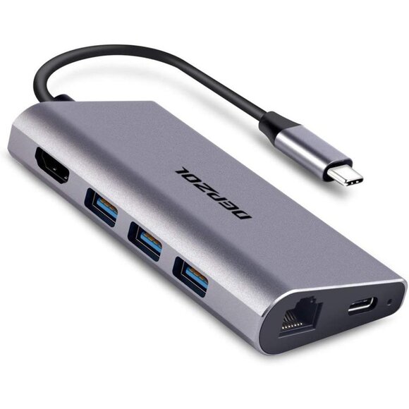 USB-C Hub Type C Adapter 8-In-1 Dock to HDMI 3 USB 3.0 Ports TF SD Card Readers - Picture 2 of 9